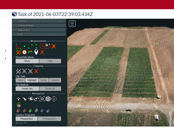 3d reconstruction from UAV imagery of a corn field - genomes to fields data  using the UA deployment of WebODM